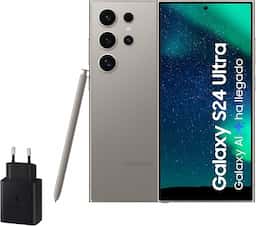 SAMSUNG Galaxy S24 Ultra y Cargador 45W, Teléfono Móvil con IA, Smartphone Android, 12 GB RAM, 512 GB Almacenamiento, Cámara 200MP, S Pen, Batería Larga Duración, Gris Titanium (Versión Española)
