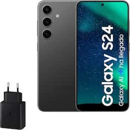 SAMSUNG Galaxy S24 y Cargador 45W, Teléfono Móvil con IA, Smartphone Android, 8 GB RAM, 256 GB Almacenamiento, Cámara 50MP, Batería Larga Duración, Negro Onyx (Versión Española)

