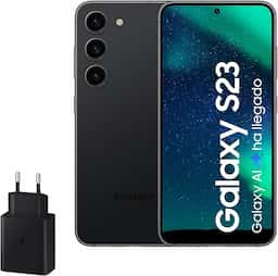 SAMSUNG Galaxy S23, 256GB + Cargador de 45W - Smartphone Android con IA, Teléfono Móvil Desbloqueado, Color Negro (Versión Española)
